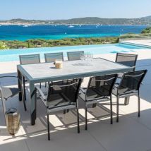 Table de jardin 8 places Aluminium/Céramique Torano (192 x 102 cm) - Gris anthracite