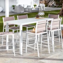 Table de jardin haute aluminium 6 places (160 x H105 cm) Murano - Blanc
