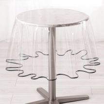 Nappe ronde toile cirée transparente (D180 cm) Garden Anthracite
