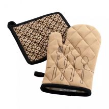 Gant et manique coton recyclé Cuisiline Beige