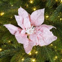 Poinsettia de Noël Velours sur clip (D22 cm) Rose poudré