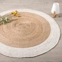 Tapis de salon jute rond (D120 cm) Bord Blanc