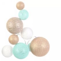Guirlande lumineuse déco 10 boules 1 m Savannah Beige
