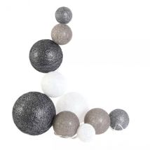Guirlande lumineuse déco 10 boules 1 m Savannah Gris