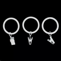 Lot de 8 anneaux à pinces tringle rideau (D20 mm) Jim Blanc mat