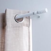 Kit de tringle extensible (85 à 135 cm) Cylindre strié Blanc