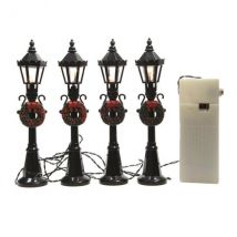 Lot de 4 lampadaires illuminés (H12 cm) pour aménager un village