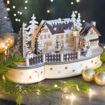 Beleuchtetes Weihnachtsdorf aus Holz Transylvanie Batteriebetrieben