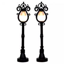 Accessoire Lemax (H10 cm) Lot de 2 lampadaires Parisien à piles