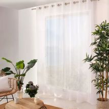 Voilage grande largeur œillets (420 x 240 cm) Jenna Blanc