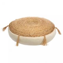 Coussin de sol jute et coton (D38 cm) Ritual Beige