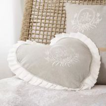 Coussin Cœur coton (30 cm) Adelaïde Beige