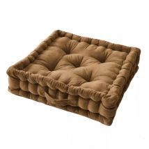 Coussin de sol carré velours de coton (50 x 50 cm) César Camel