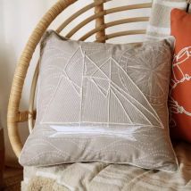 Quadratisches Baumwoll-Kissen (40 cm) Yacht Grau