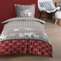 Housse de couette et une taie coton (140 cm) Aigueblanche Rouge