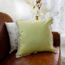 Coussin carré coton (40 x 40 cm) Herbier uni Vert tilleul