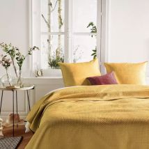 Couvre-lit et taies d'oreiller (260 x 240 cm) Dolce Jaune ocre