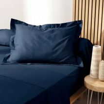 Rechteckiger Kopfkissenbezug aus Bio-Baumwolle (70 cm) Biolina Dunkelblau