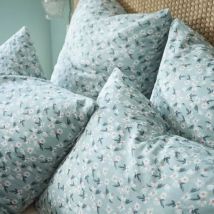 Taie d'oreiller carrée gaze de coton (60 cm) Marguerite Bleue