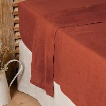 Bettlaken aus gewaschenem Leinen (240 x 300 cm) Louise Terrakotta
