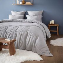 Housse de couette flanelle de coton (240 x 220 cm) Théa Gris clair