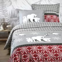Housse de couette et deux taies coton (260 cm) Aigueblanche Rouge