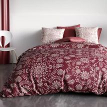 Housse de couette et deux taies coton bio (200 x 200 cm) Vishka Bordeaux