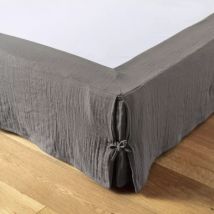 Cache-sommier Gaze de coton (180 x 200 cm) Gaïa Gris granit