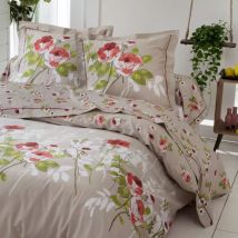 Taie de traversin satin de coton (L200 cm) Roseraie Marron ficelle