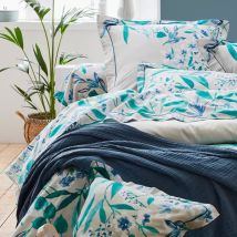Taie de traversin satin de coton (L200 cm) Frida Vert émeraude