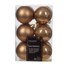 Set van 12 kerstballen (D60 mm) Alpine Gember bruin