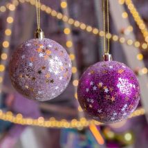 Lote de 12 bolas de Navidad (D80 mm) Préa Violeta