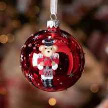 Confezione di 6 palline di Natale (D80 mm) in vetro Ourson Casse Noisette Rosso