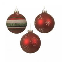 Lot de 3 boules de Noël en verre (D80 mm) Meov Rouge