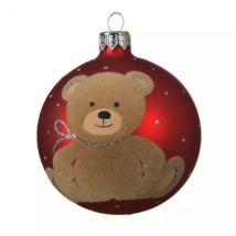 6er set Weihnachtskugeln aus Glas (D80 mm) Teddy Rot