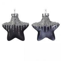 Lote de 2 estrellas de Navidad en vidrio Arctique Negro