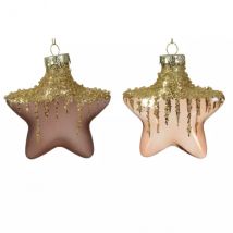 Confezione di 2 stelle di Natale in vetro Arctique Caffè