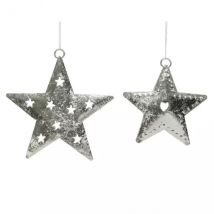 Set van 2 kerststerren Metalia zilver