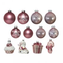 Baumschmuck-Set aus Glas Viggo Rosa