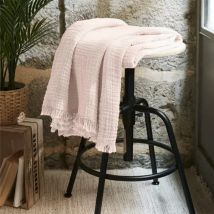 Plaid gaze de coton (130 x 160 cm) Gaïa Rose poudré