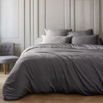Housse de couette satin de bambou (260 x 240 cm) Salomé Gris granit
