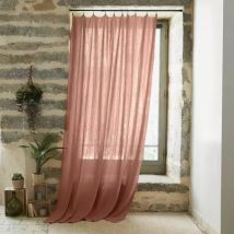 Cortina en gasa de algodón ajustable (140 x max 300 cm) Gaïa Rosa durazno