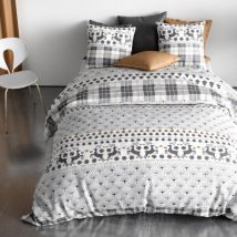 Bettbezug & 2 Kopfkissenbezüge Baumwolle (240 cm) Aflak Grau