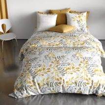 Housse de couette et deux taies coton bio (260 x 240 cm) Eloa Jaune