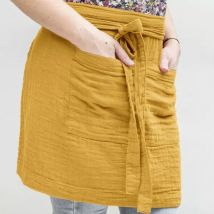 Tablier avec poches gaze de coton Gaïa Jaune safran
