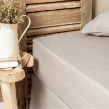 Drap housse lin lavé (180 x 200 cm) Louise Beige