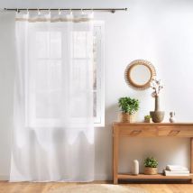 Gardine mit Holzösen (140 x 240 cm) Mileo Weiß