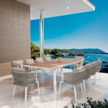 Tuintafel uitschuifbaar aluminium 10 zitplaatsen (260 x 96 cm) Amalfi - Wit