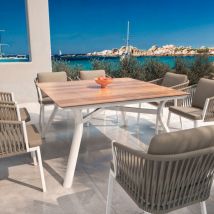 Table de jardin aluminium 8 places (136 x 136 cm) Amalfi - Blanc