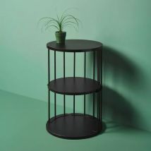 Mesa de apoyo redonda 3 niveles en metal (H56 cm) Negro